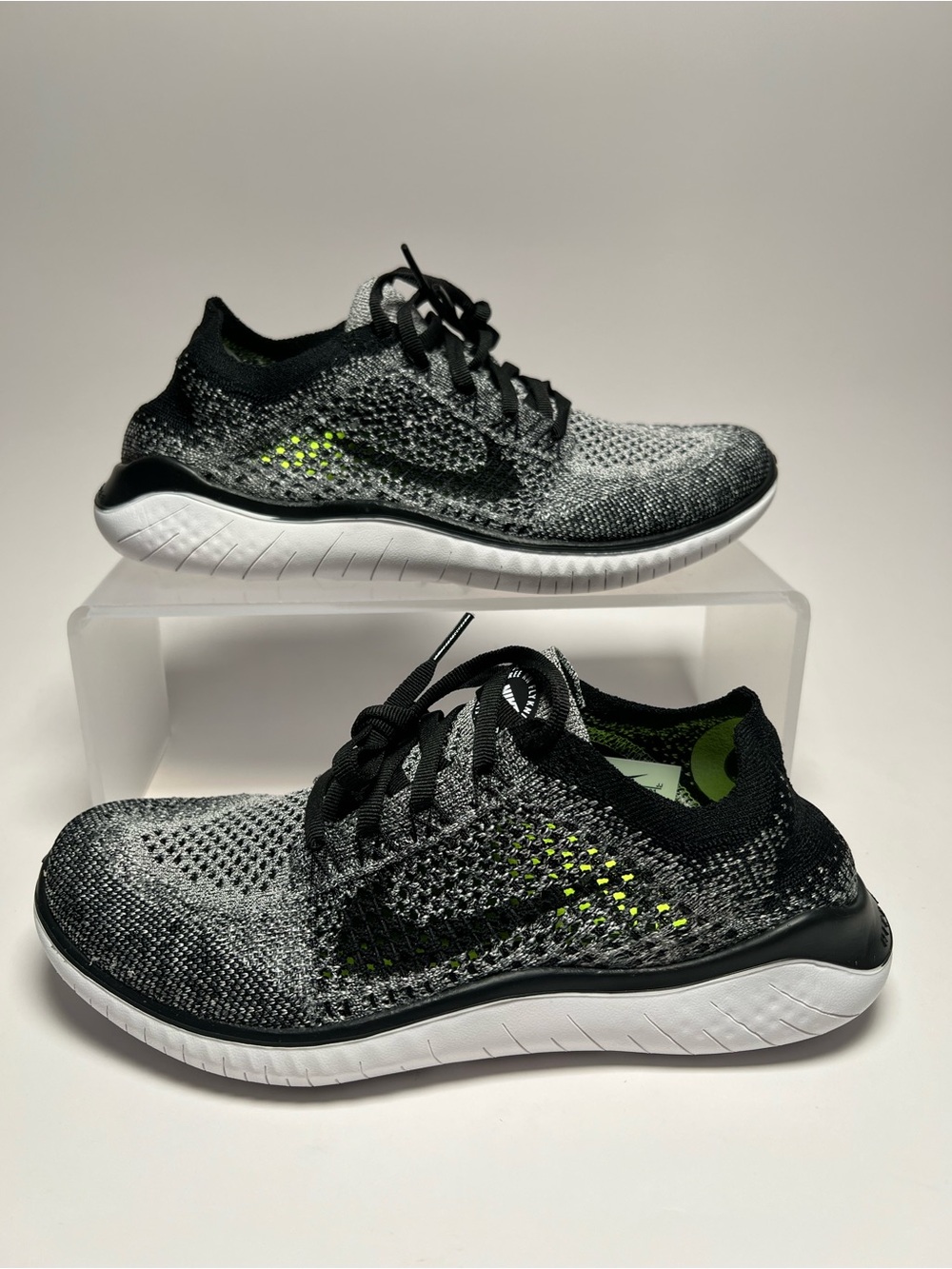 Nike Free RN Flyknit 2018 FK Oreo Grey Black White Shoes 942839-101 Womens Size